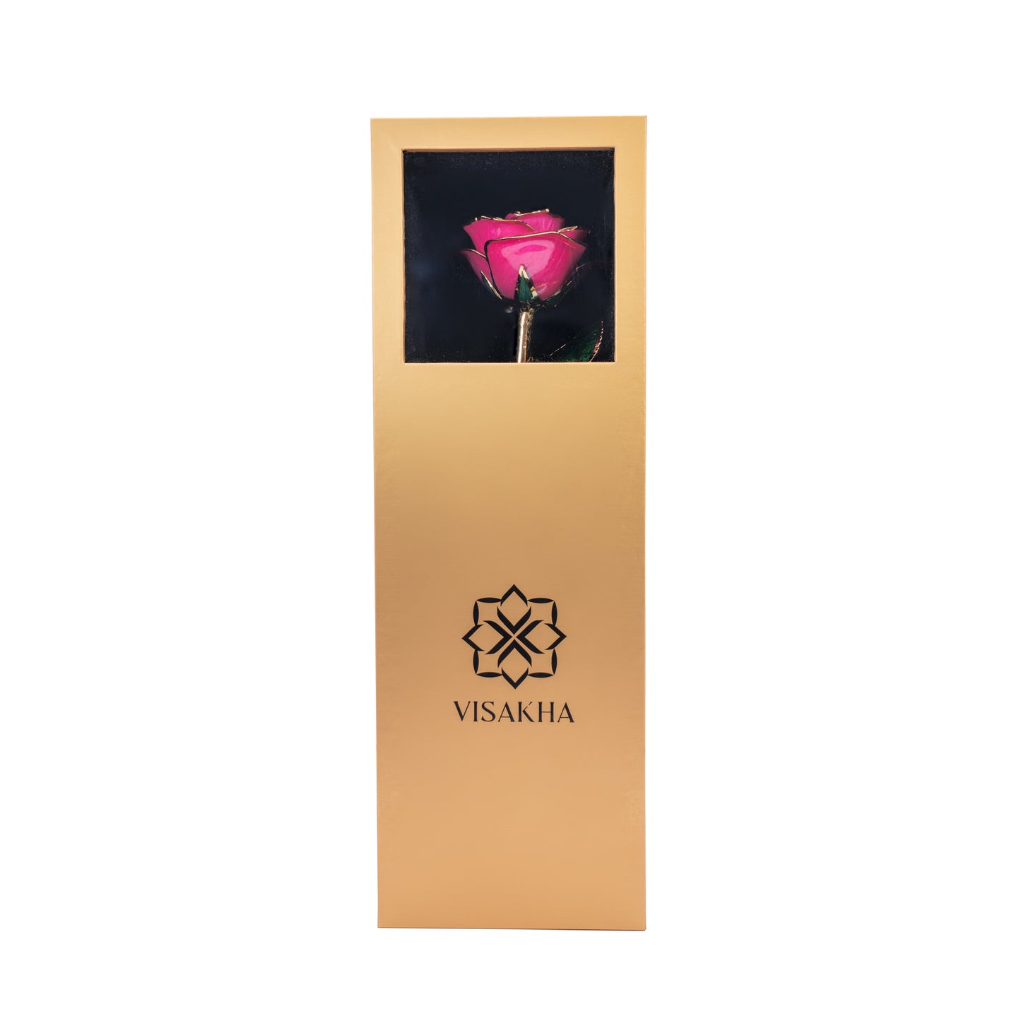 Divina, 24K Gold Dipped Natural Rose in Deep Pink – The Rose of Divine Prosperity