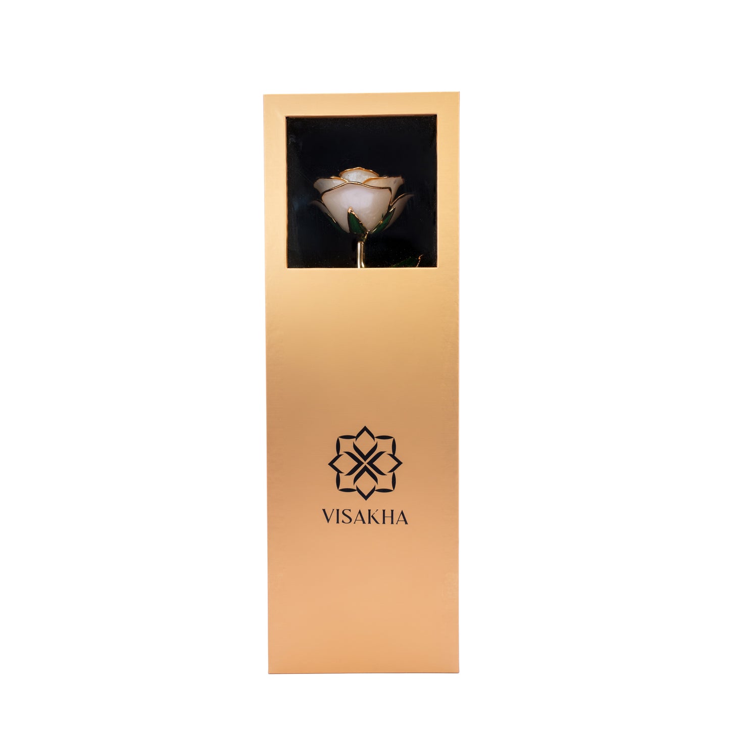 Univia, 24K Gold Dipped Natural Rose in Champaign - Unity in Purity, Serenity in Elegance