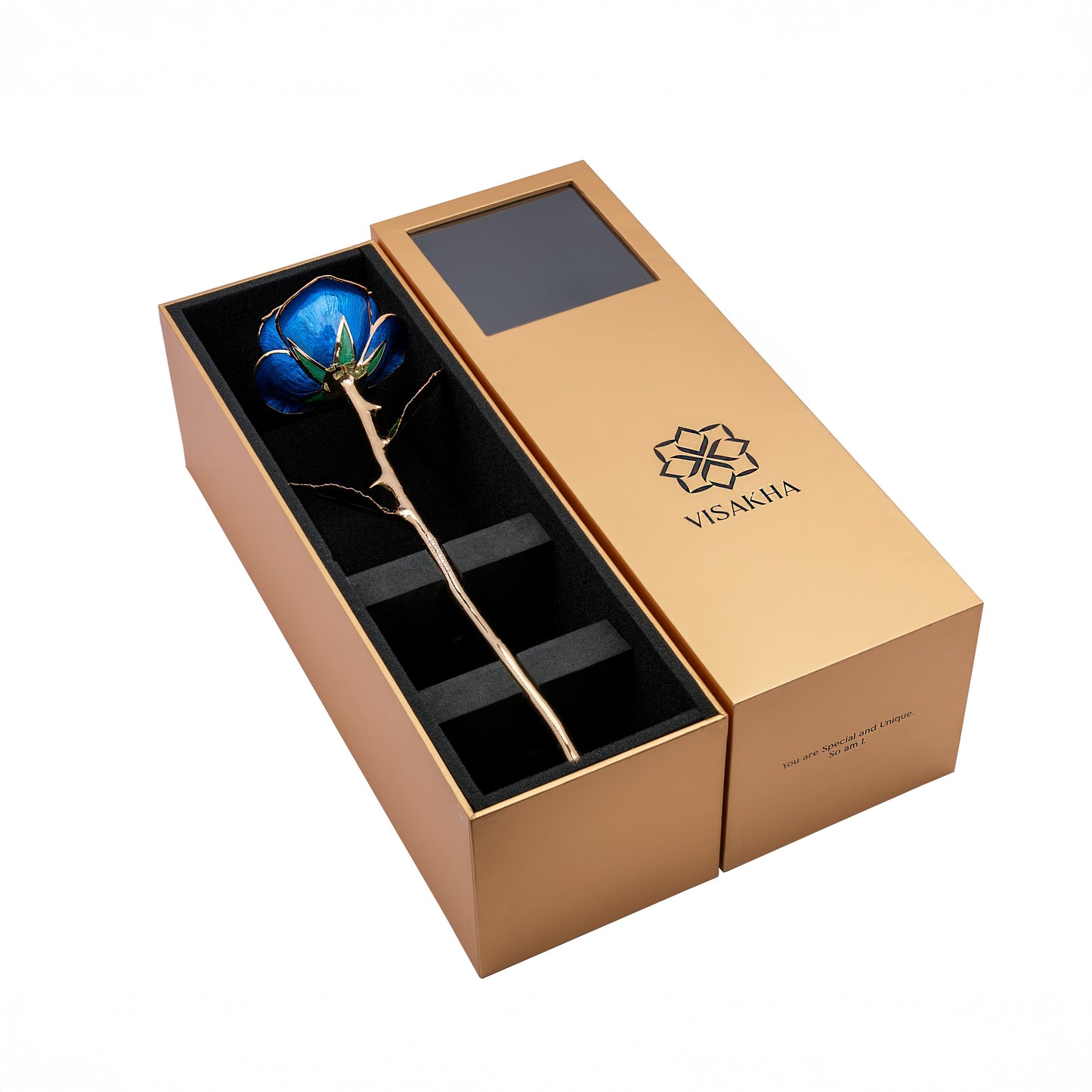 Sapphira, 24K Gold Dipped Natural Rose in Saphhire – The Jewel of Infinite Depth