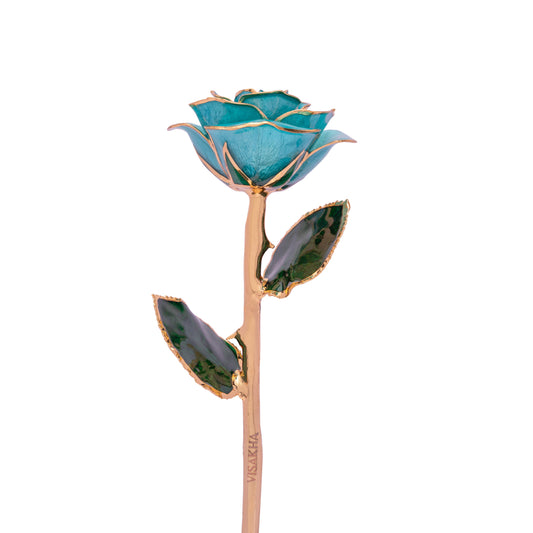 Marivelle, 24K Gold Dipped Natural Rose in Turquoise – The Serenity of Oceanic Grace