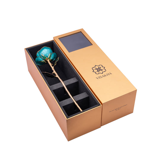 Marivelle, 24K Gold Dipped Natural Rose in Turquoise – The Serenity of Oceanic Grace