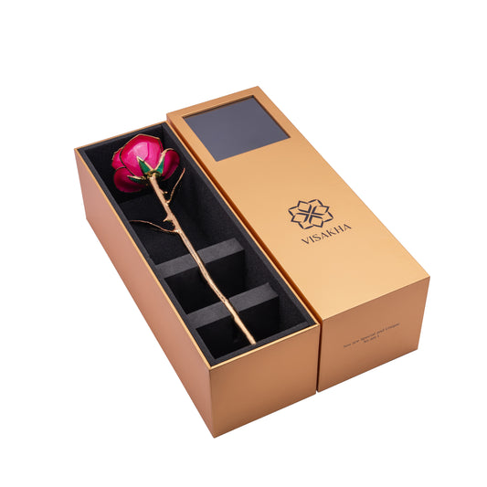 Divina, 24K Gold Dipped Natural Rose in Deep Pink – The Rose of Divine Prosperity