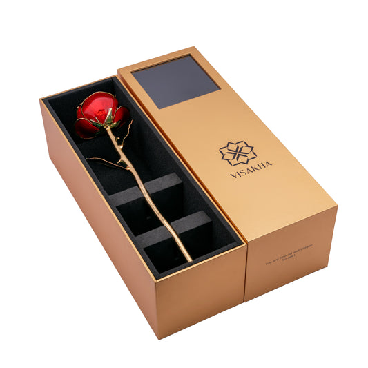Crimsona, 24K Gold Dipped Natural Rose in Red  – The Heartbeat of Forever