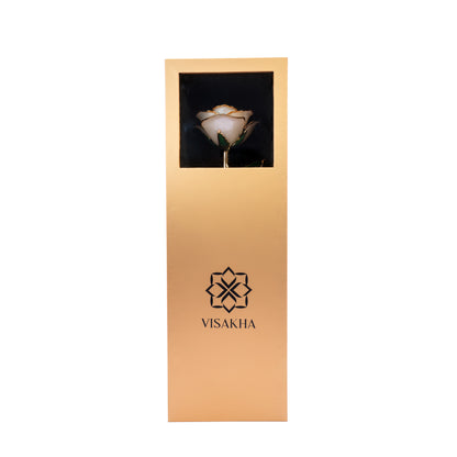 Univia, 24K Gold Dipped Natural Rose in Champaign - Unity in Purity, Serenity in Elegance